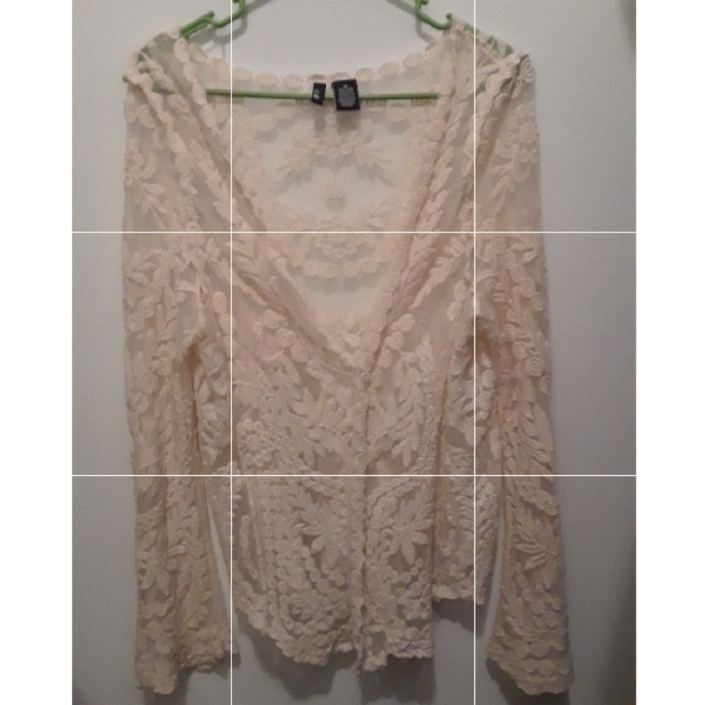 Lace shawl/pull over with bell sleeves